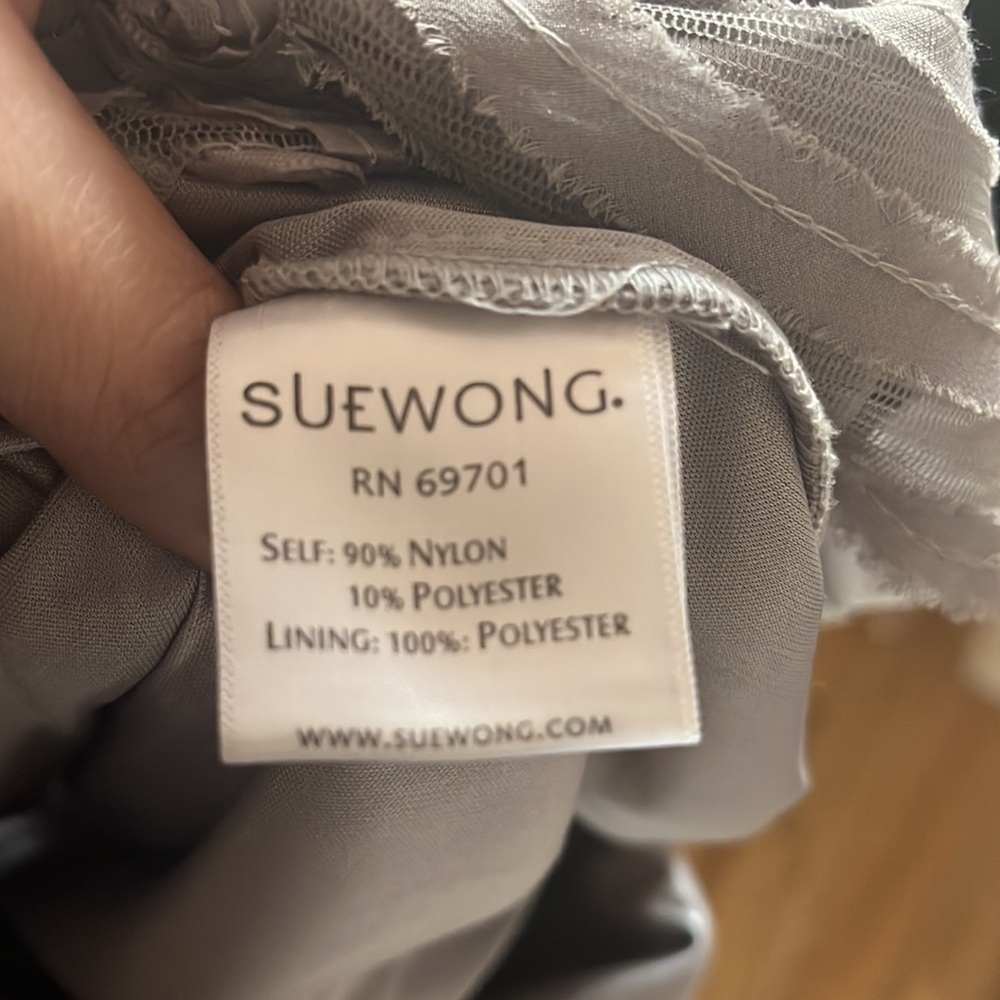 SUE WONG NOCTURNE silver beaded formal cocktail dress size 6 - Picture 8 of 9